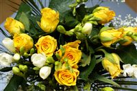 Yellow rose bouquet with freesia flower 