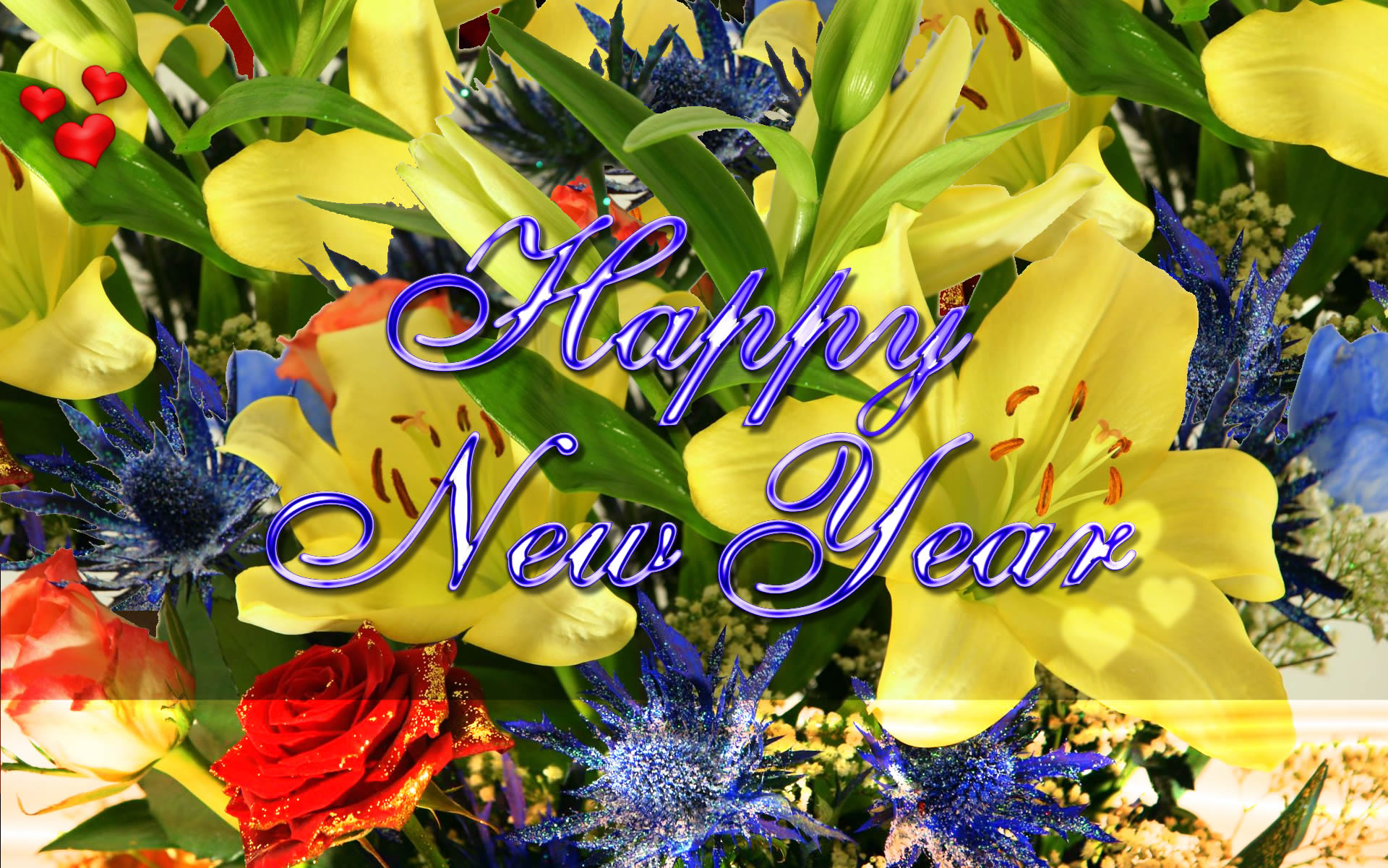 Happy new year ecard floral