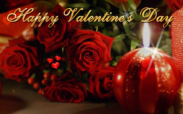 Happy Valentine's Day roses and candle 